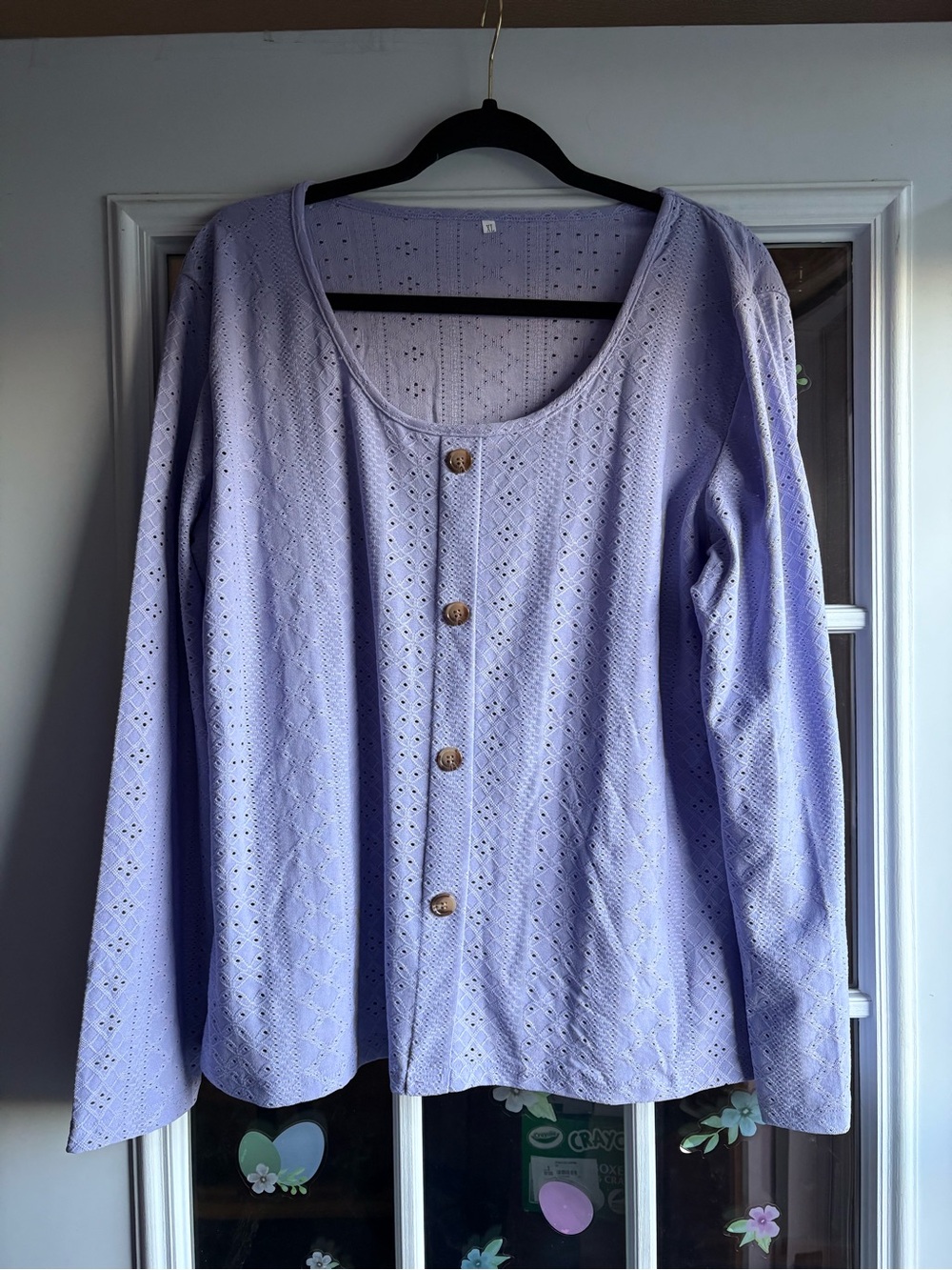 Women’s Lavender Eyelet Button-Front Top